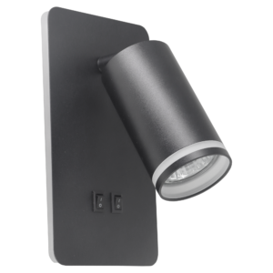 Sanico Goldlux PARIS 1xGU10 + 6W LED kinkiet oprawa ścienna z włącznikiem czarna IP20 - 324368