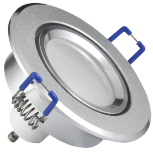 Sanico Goldlux SUN OLAL GU10 oprawa podtynkowa okrągła ruchoma z żarówką LED srebrna piaskowana IP20 - 301208