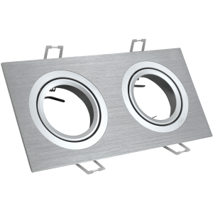 Sanico Goldlux SOUTH OPAL 2xGU10 oprawa podtynkowa prostokątna ruchoma srebrna szczotkowana IP20 - 302151