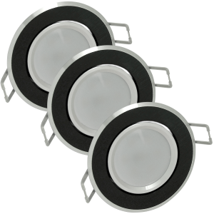 Sanico Goldlux SUN OLAL 3xGU10 zestaw 3 opraw podtynkowych okrągłych ruchomych z żarówkami LED czarnych szczotkowanych IP20 - 305251