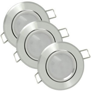 Sanico Goldlux SUN OLAL 3xGU10 zestaw 3 opraw podtynkowych okrągłych ruchomych z żarówkami LED srebrny połysk IP20 - 305268