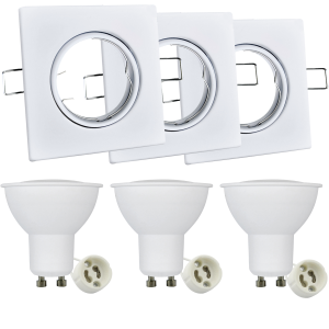 Sanico Goldlux OLIN 3xGU10 zestaw 3 opraw podtynkowych kwadratowych ruchomych z żarówkami LED białych IP20 - 305862