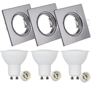 Sanico Goldlux OLIN 3xGU10 zestaw 3 opraw podtynkowych kwadratowych ruchomych z żarówkami LED czarnych IP20 - 305879