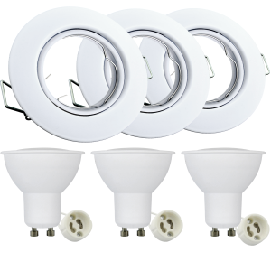 Sanico Goldlux OLIN 3xGU10 zestaw 3 opraw podtynkowych okrągłych ruchomych z żarówkami LED białych IP20 - 306210