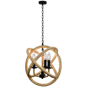 Sanico Goldlux lampa wisząca ROPE GLOBO 3xE14 czarno-beżowa IP20 - 307903