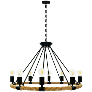 Sanico Goldlux lampa wisząca ROPE ARTHUR 8xE27 czarno-beżowa IP20 - 307927