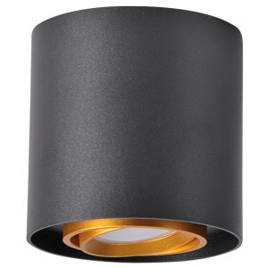 Sanico Goldlux EGER GU10 oprawa natynkowa okrągła ruchoma czarna/złota IP20 - 313973