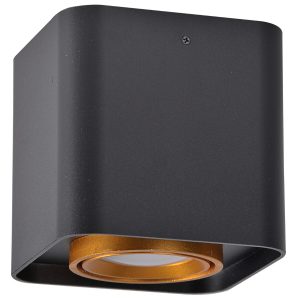 Sanico Goldlux EGER GU10 oprawa natynkowa kwadratowa ruchoma czarna/złota IP20 - 313997