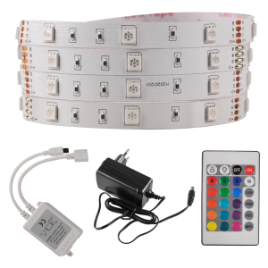 Sanico Goldlux Zestaw taśma LED 12V 18W 150 LED 5m RGB + sterownik + zasilacz IP20 - taśma, kontroler, pilot / IP20 - zasilacz - 314437