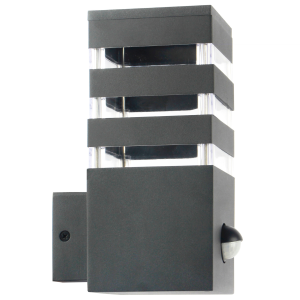 Sanico Goldlux kinkiet ogrodowy oprawa elewacyjna TEKSAS E27 z czujnikiem ruchu i zmierzchu grafitowa IP44 - 317667