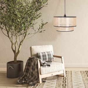 Sanico Goldlux lampa wisząca TAKARA 1xE27 naturalna beżowa w stylu boho IP20 - 330529