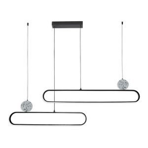 Sanico Goldlux lampa wisząca LED FLORENTYNA 48W 4000K czarna biały kamień IP20 - 333896