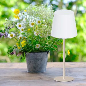 Sanico Goldlux lampka dekoracyjna stołowa LED LUCIA z akumulatorem USB-C beżowa White + RGB IP44 - 336378