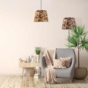 Sanico Goldlux lampa podłogowa SCARLET nikiel 140cm abażur stożek 35cm yellow nature E27 IP20 - 336460