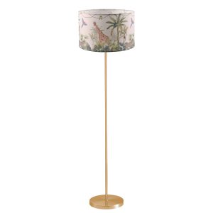 Sanico Goldlux lampa podłogowa SCARLET złota 140cm abażur walec 40cm safari E27 IP20 - 336613