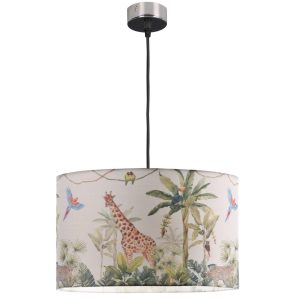 Sanico Goldlux lampa wisząca NOLA chrom abażur walec 40cm safari E27 IP20 - 336699